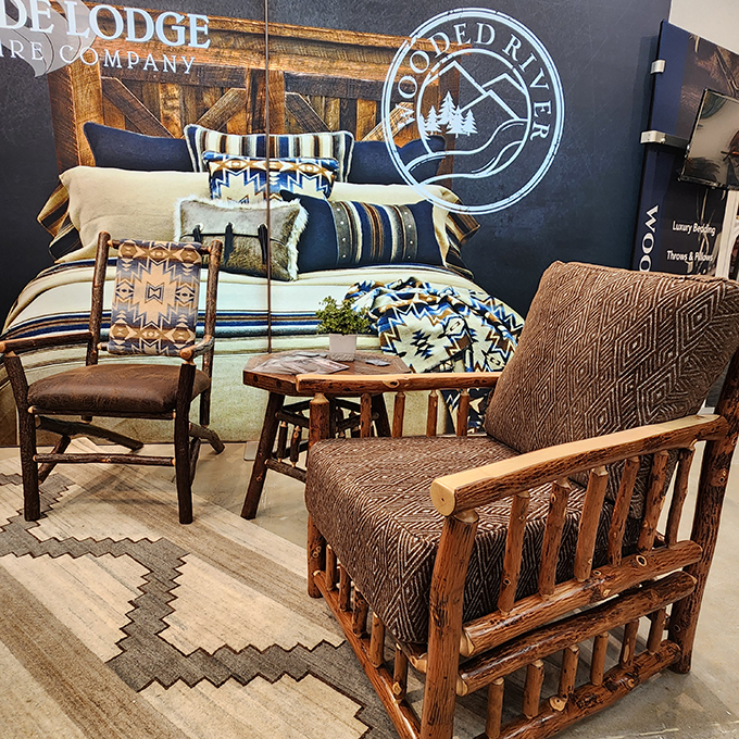 Our new Hickory Log Switchback (left) and Chesapeake (right) lounge chairs.